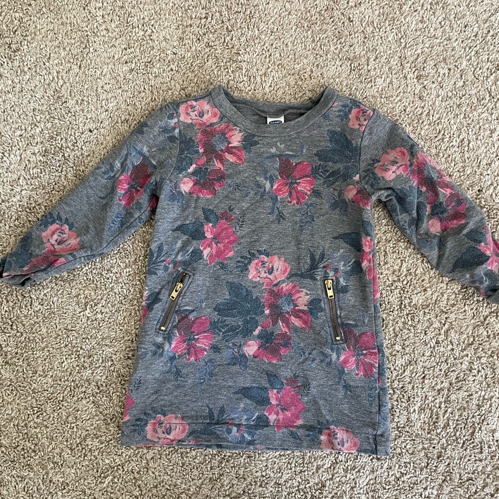 18-24 month girls Old Navy dress. Grey with flowers.